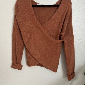 ASTR oversized crossover sweater rust color size xs / fits like medium